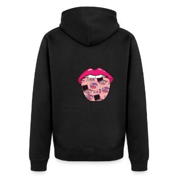 Data Science Data Analyst Lippen - Unisex Premium Bio Zip Hoodie - Schwarz - Hinten - Nico (187cm)