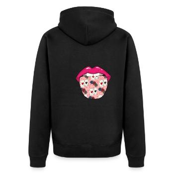 Poker Zunge - Unisex Premium Bio Zip Hoodie - Schwarz - Hinten - Nico (187cm)