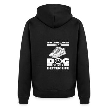 Xc Läufer Cross Country Running Hund - Unisex Premium Bio Zip Hoodie - Schwarz - Hinten - Nico (187cm)