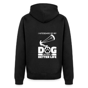 Kitesurfer Kitesurfen Kiten Kitesurfing Hund - Unisex Premium Bio Zip Hoodie - Schwarz - Hinten - Nico (187cm)