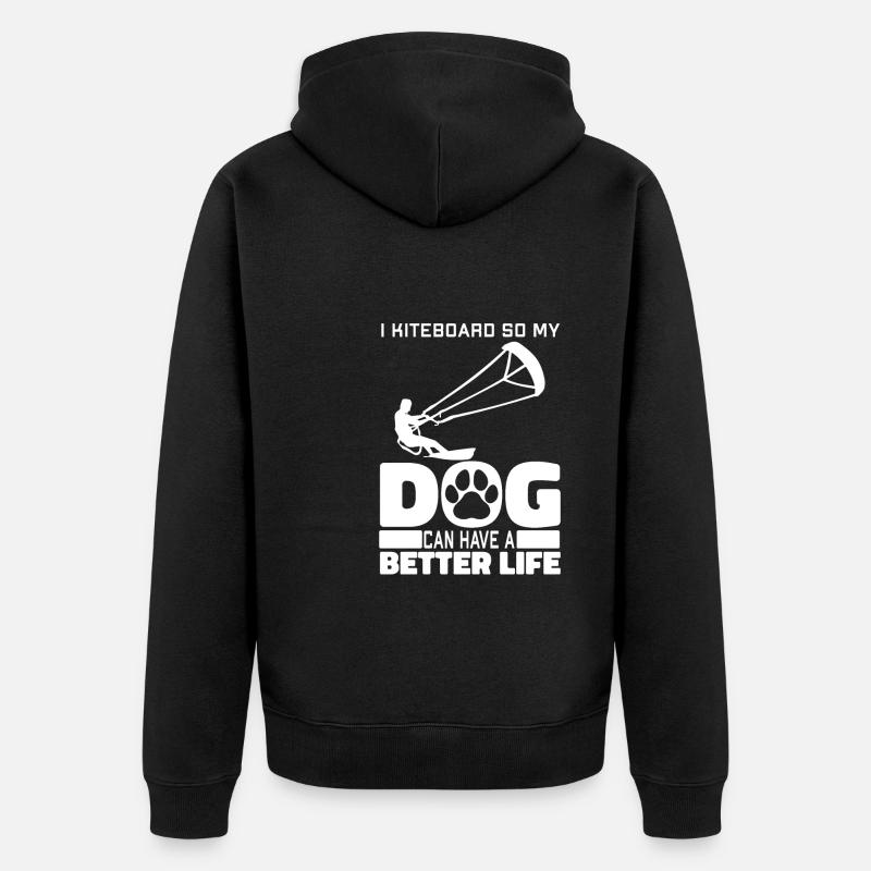 Kitesurfer Kitesurf Kite Kitesurf Chien - Veste à capuche bio Premium Unisexe - noir