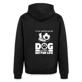 Football Footballeur Chien - Veste à capuche bio Premium Unisexe - noir - Dos - Nico (187cm)