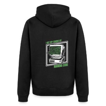 Entwickler Coder Programmierer Herz - Unisex Premium Bio Zip Hoodie - Schwarz - Hinten - Nico (187cm)