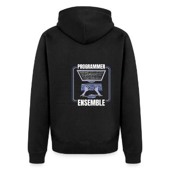Developer Coder Programmer Ensemble - Unisex Premium Organic Zip Hoodie - black - Back - Nico (187cm)