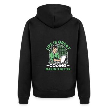 Developer Coder Programmer Funny - Unisex Premium Organic Zip Hoodie - black - Back - Nico (187cm)