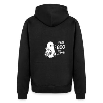 Halloween Kürbis - Unisex Premium Bio Zip Hoodie - Schwarz - Hinten - Nico (187cm)