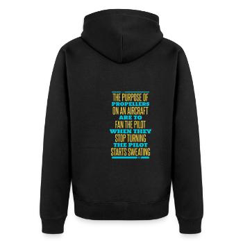 Flugzeug Mechaniker Lustig - Unisex Premium Bio Zip Hoodie - Schwarz - Hinten - Nico (187cm)