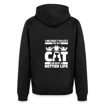 Pilates Pilates Instructor Cat - Unisex Premium Organic Zip Hoodie - black - Back - Nico (187cm)