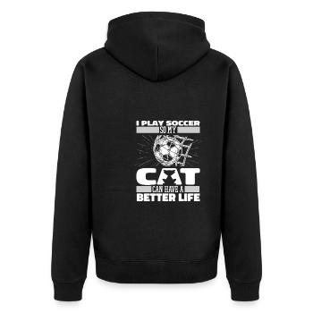 Football Footballeur Chat - Veste à capuche bio Premium Unisexe - noir - Dos - Nico (187cm)