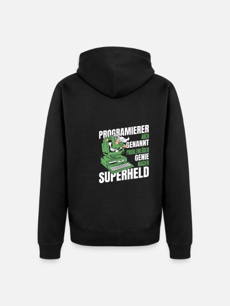 Entwickler Coder Programmierer Superheld - Unisex Premium Bio Zip Hoodie - Schwarz