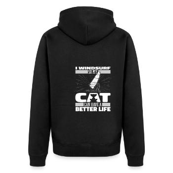 Windsurfing Windsurfer Cat - Unisex Premium Organic Zip Hoodie - black - Back - Nico (187cm)