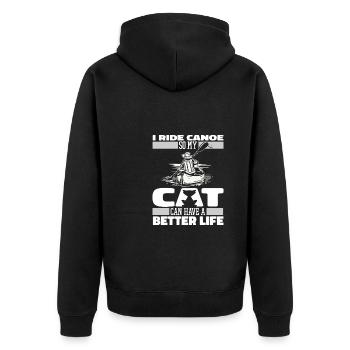 Kanu Kanute Katze - Unisex Premium Bio Zip Hoodie - Schwarz - Hinten - Nico (187cm)