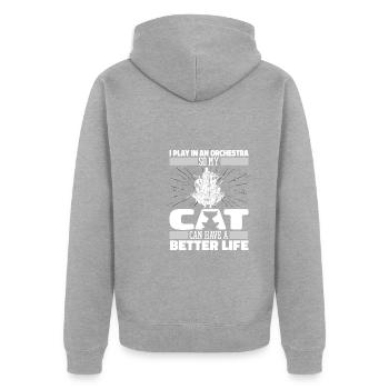 Chat d’orchestre - Veste à capuche bio Premium Unisexe - gris chiné - Dos - Nico (187cm)