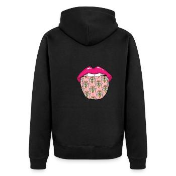 Mantis Gottesanbeterin Zunge - Unisex Premium Bio Zip Hoodie - Schwarz - Hinten - Nico (187cm)