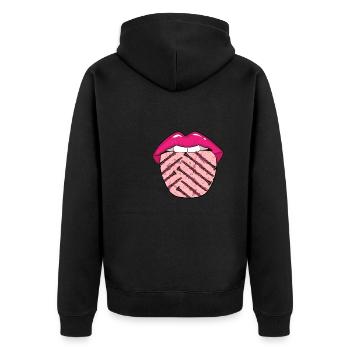 Klarinette Klarinettist Lippen - Unisex Premium Bio Zip Hoodie - Schwarz - Hinten - Nico (187cm)