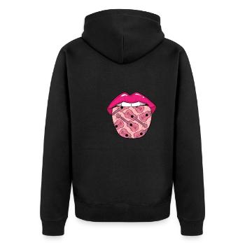 Lèvres ukulélé - Veste à capuche bio Premium Unisexe - noir - Dos - Nico (187cm)