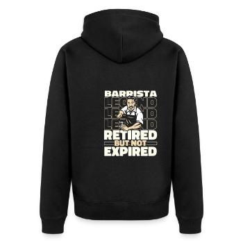 Barista Kaffee Im Ruhestand - Unisex Premium Bio Zip Hoodie - Schwarz - Hinten - Nico (187cm)