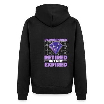 Pfandleiher Im Ruhestand - Unisex Premium Bio Zip Hoodie - Schwarz - Hinten - Nico (187cm)