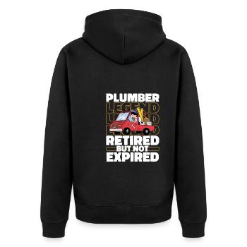 Retired plumber - Unisex Premium Organic Zip Hoodie - black - Back - Nico (187cm)