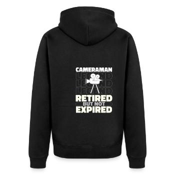 Kameramann Im Ruhestand - Unisex Premium Bio Zip Hoodie - Schwarz - Hinten - Nico (187cm)