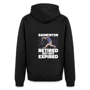Badminton badminton in retirement - Unisex Premium Organic Zip Hoodie - black - Back - Nico (187cm)