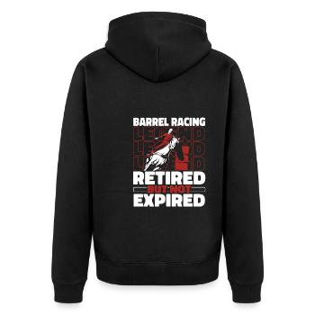 Fassrennen Westernreiten Barrel Racing - Unisex Premium Bio Zip Hoodie - Schwarz - Hinten - Nico (187cm)