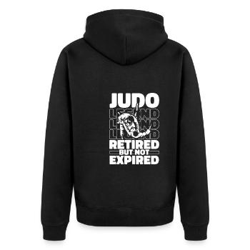 Retired Judoka - Unisex Premium Organic Zip Hoodie - black - Back - Nico (187cm)