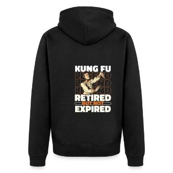 Kung Fu Im Ruhestand - Unisex Premium Bio Zip Hoodie - Schwarz - Hinten - Nico (187cm)