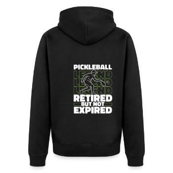 Pickleball pensioners - Unisex Premium Organic Zip Hoodie - black - Back - Nico (187cm)