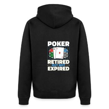 Poker Rentner - Unisex Premium Bio Zip Hoodie - Schwarz - Hinten - Nico (187cm)