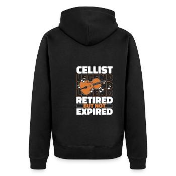 Retired cello cellist - Unisex Premium Organic Zip Hoodie - black - Back - Nico (187cm)