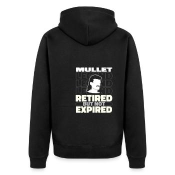 Retired Vokuhila - Unisex Premium Organic Zip Hoodie - black - Back - Nico (187cm)