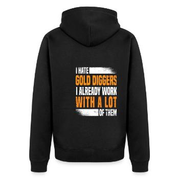Engineer Lustig Mining Engineer - Unisex Premium Organic Zip Hoodie - black - Back - Nico (187cm)