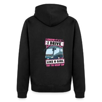 Chauffeur de bus filles - Veste à capuche bio Premium Unisexe - noir - Dos - Nico (187cm)