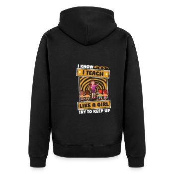 Erzieherin Kindergärtnerin Tagesmutter Mädchen - Unisex Premium Bio Zip Hoodie - Schwarz - Hinten - Nico (187cm)