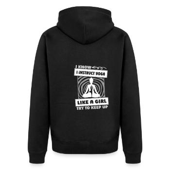 Professeur de yoga Instructeur de yoga fille - Veste à capuche bio Premium Unisexe - noir - Dos - Nico (187cm)