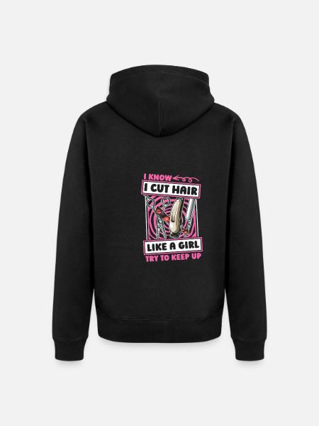 Barber Barbershop Mädchen - Unisex Premium Bio Zip Hoodie - Schwarz