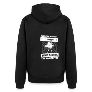 Kameramann Mädchen - Unisex Premium Bio Zip Hoodie - Schwarz - Hinten - Nico (187cm)