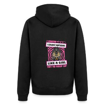 Antiques Antique Dealers Girls - Unisex Premium Organic Zip Hoodie - black - Back - Nico (187cm)