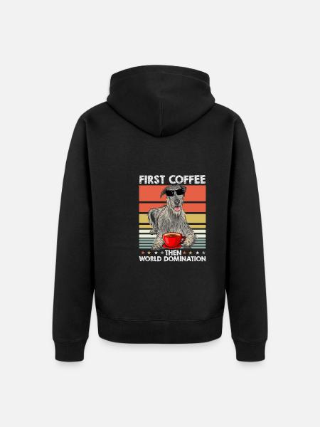 Irish Wolfhound Sunglasses Coffee - Unisex Premium Organic Zip Hoodie - black