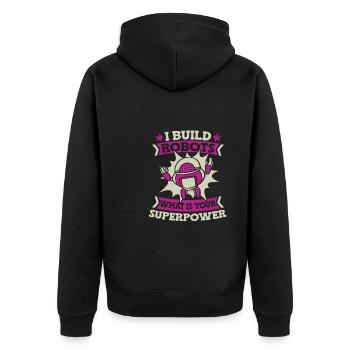 Robotik Ai Roboter Supermacht - Unisex Premium Bio Zip Hoodie - Schwarz - Hinten - Nico (187cm)
