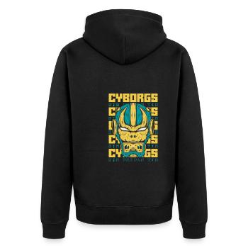 Robotik Ai Roboter Cyborg - Unisex Premium Bio Zip Hoodie - Schwarz - Hinten - Nico (187cm)