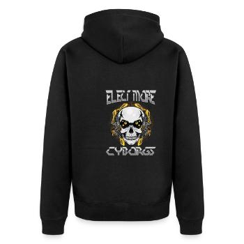 Robotik Ai Roboter Schädel - Unisex Premium Bio Zip Hoodie - Schwarz - Hinten - Nico (187cm)