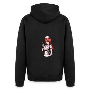Nurse Anime - Unisex Premium Organic Zip Hoodie - black - Back - Nico (187cm)