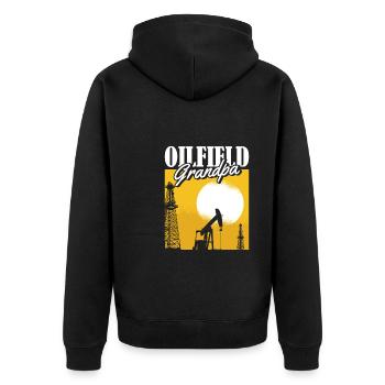 Oil Field Oil Field Oil Rig Grandpa - Unisex Premium Organic Zip Hoodie - black - Back - Nico (187cm)
