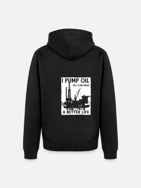 Ölfeld Bohrinsel Pumpe - Unisex Premium Bio Zip Hoodie - Schwarz