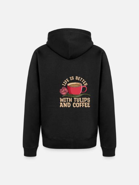 Tulpen Kaffee Tulpen - Unisex Premium Bio Zip Hoodie - Schwarz