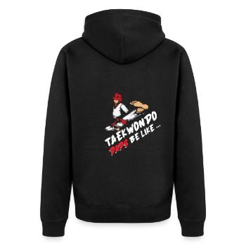 Taekwondo Vater Taekwondo Vater - Unisex Premium Bio Zip Hoodie - Schwarz - Hinten - Nico (187cm)