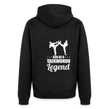 Taekwondo Vater Taekwondo Vater - Unisex Premium Bio Zip Hoodie - Schwarz - Hinten - Nico (187cm)