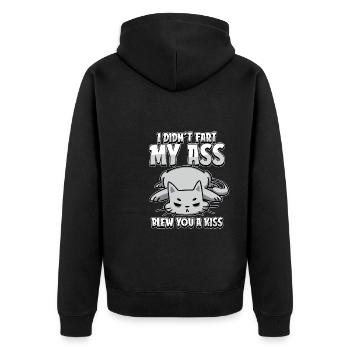 Chat Je n’ai pas pété mes fesses Soufflé un baiser - Veste à capuche bio Premium Unisexe - noir - Dos - Nico (187cm)